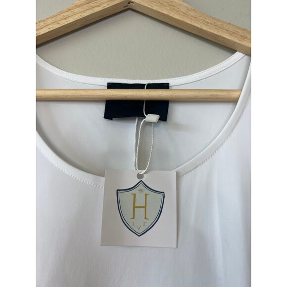 NWT Ona Livingston Flouncy Hem Flowy Casual White Sleeveless Midi Dress Sz: Med - Picture 5 of 9